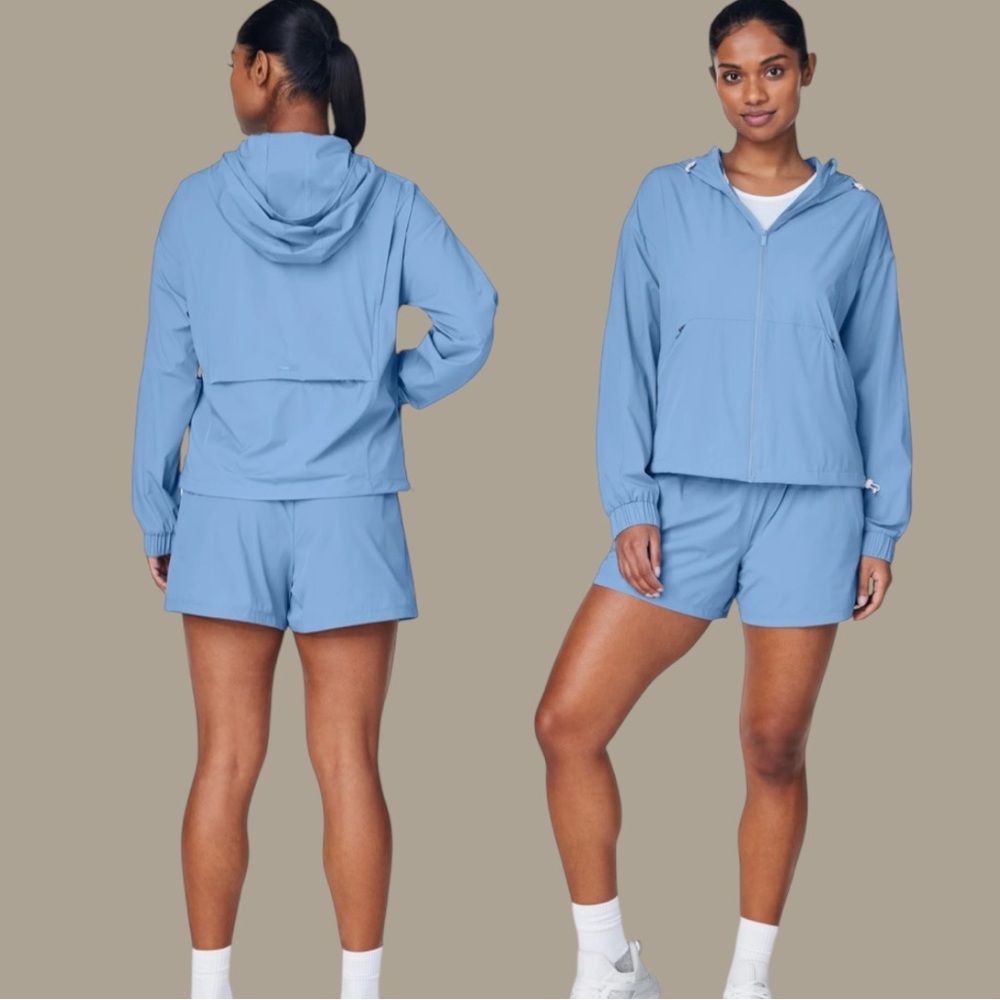 Push FWD Blue Lightweight Hooded Windbreaker Jacket XL Activewear